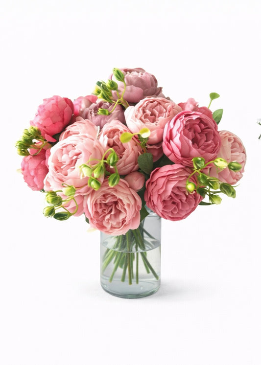30cm Rose Pink Silk Peony Bouquet – Artificial Flowers
