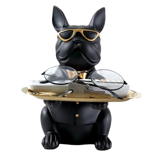 Bulldog Tray & Animal Statue – Decorative Storage Ornament