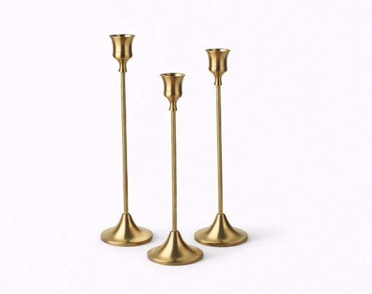 Set of 3 Vintage Metal & Aluminium Candle Holders