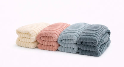 Striped Coral Fleece Throw – Soft & Warm Blanket