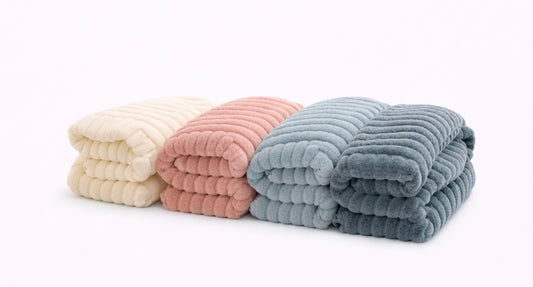 Striped Coral Fleece Throw – Soft & Warm Blanket