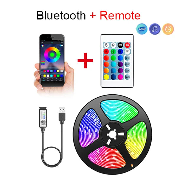 Bluetooth + USB RGB LED Strip Light – Easy, Flexible Mood Lighting for Your Bedroom & Setup