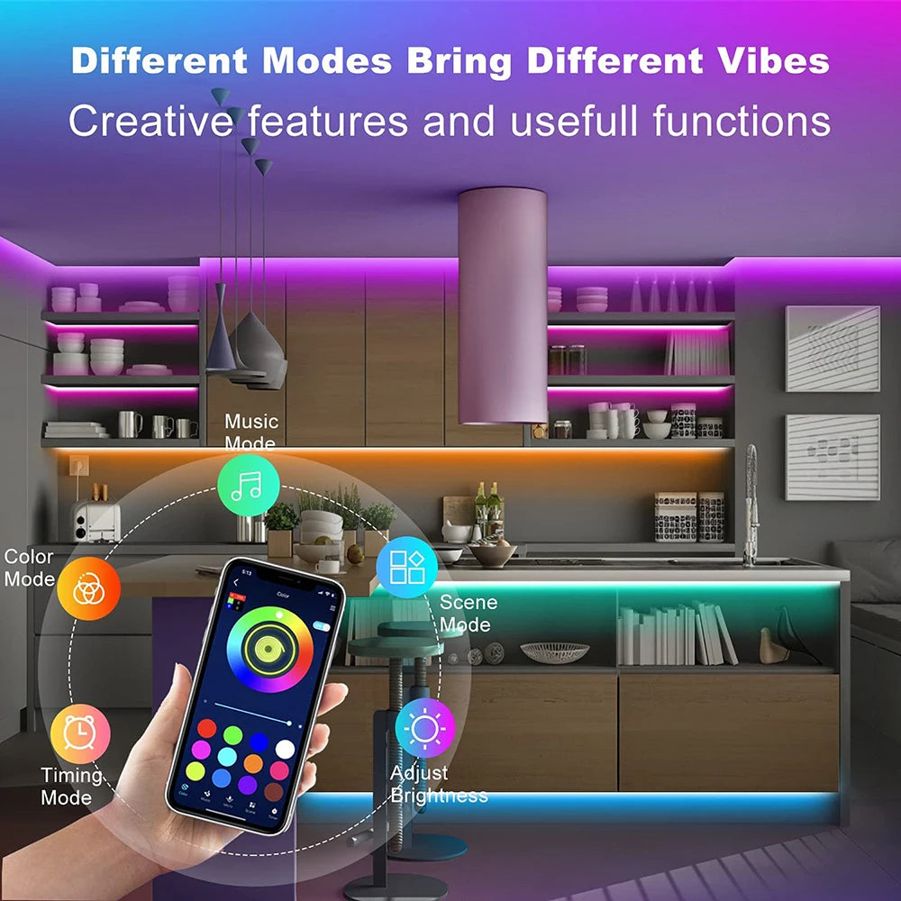 Bluetooth + USB RGB LED Strip Light – Easy, Flexible Mood Lighting for Your Bedroom & Setup