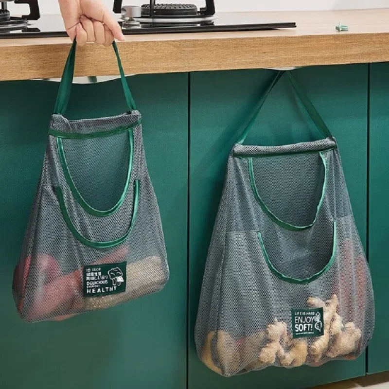 Reusable Hanging Mesh Storage Bags for Fruits & Vegetables