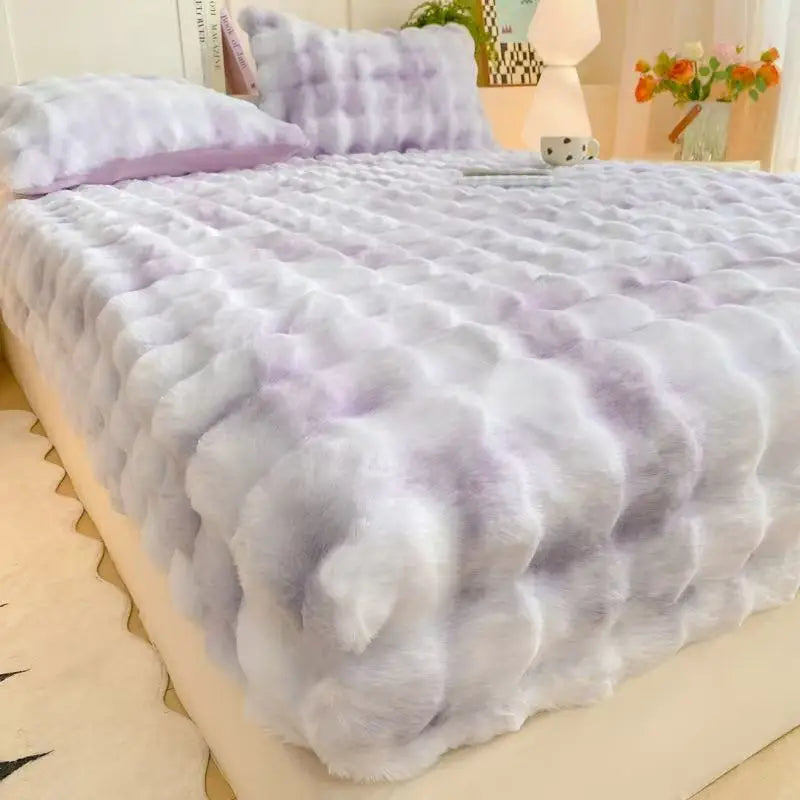 Bubble Milk Velvet Bed Sheet – Winter Warm Mattress Cover