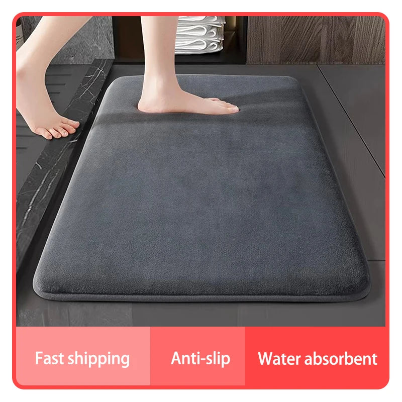Super Absorbent Coral Velvet Bathroom Mat – Anti-Slip Floor Rug