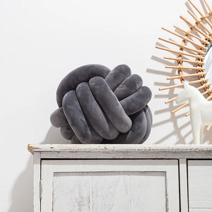 Handmade Knot Ball Pillow – Soft Velvet Cushion