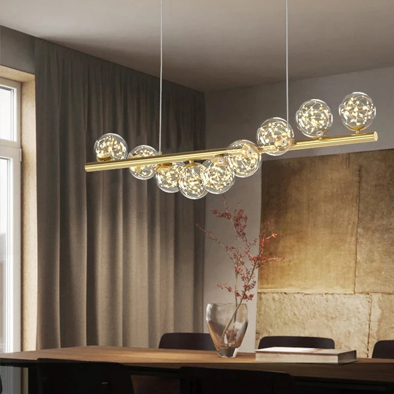 Starry Sky Glass Bubble Pendant Light – Nordic Modern LED Chandelier