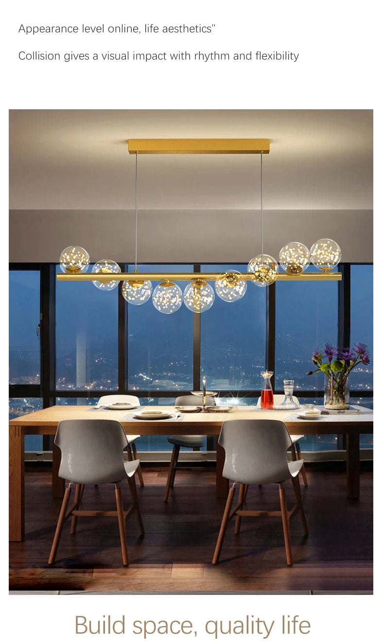 Starry Sky Glass Bubble Pendant Light – Nordic Modern LED Chandelier