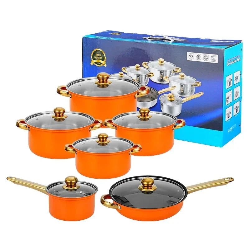 6-Piece Stainless Steel Cooking Pot Set