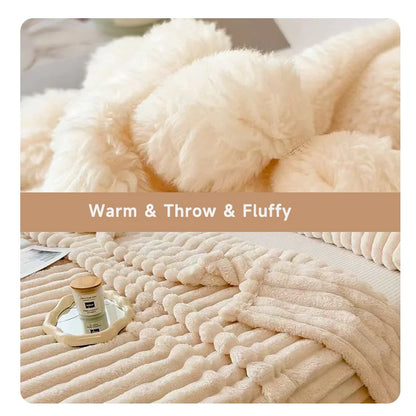 Striped Coral Fleece Throw – Soft & Warm Blanket