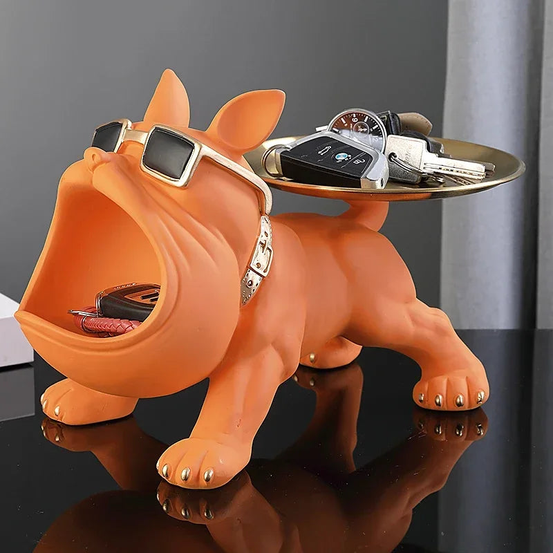 Resin Bulldog Statue & Storage Tray