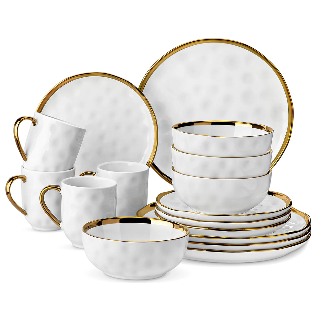 LOVECASA 16/32 Piece White Handmade Dinnerware Set
