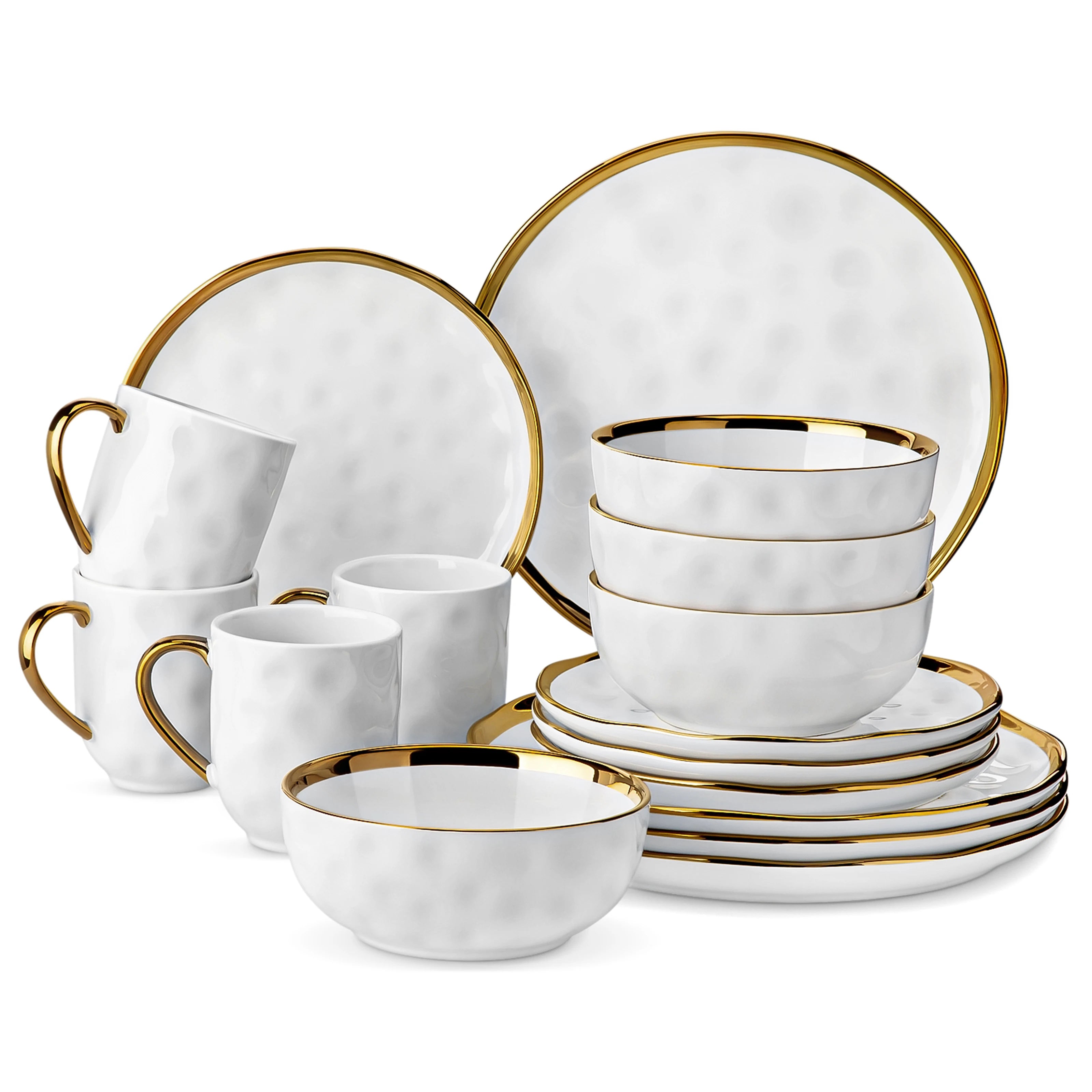 LOVECASA 16/32 Piece White Handmade Dinnerware Set