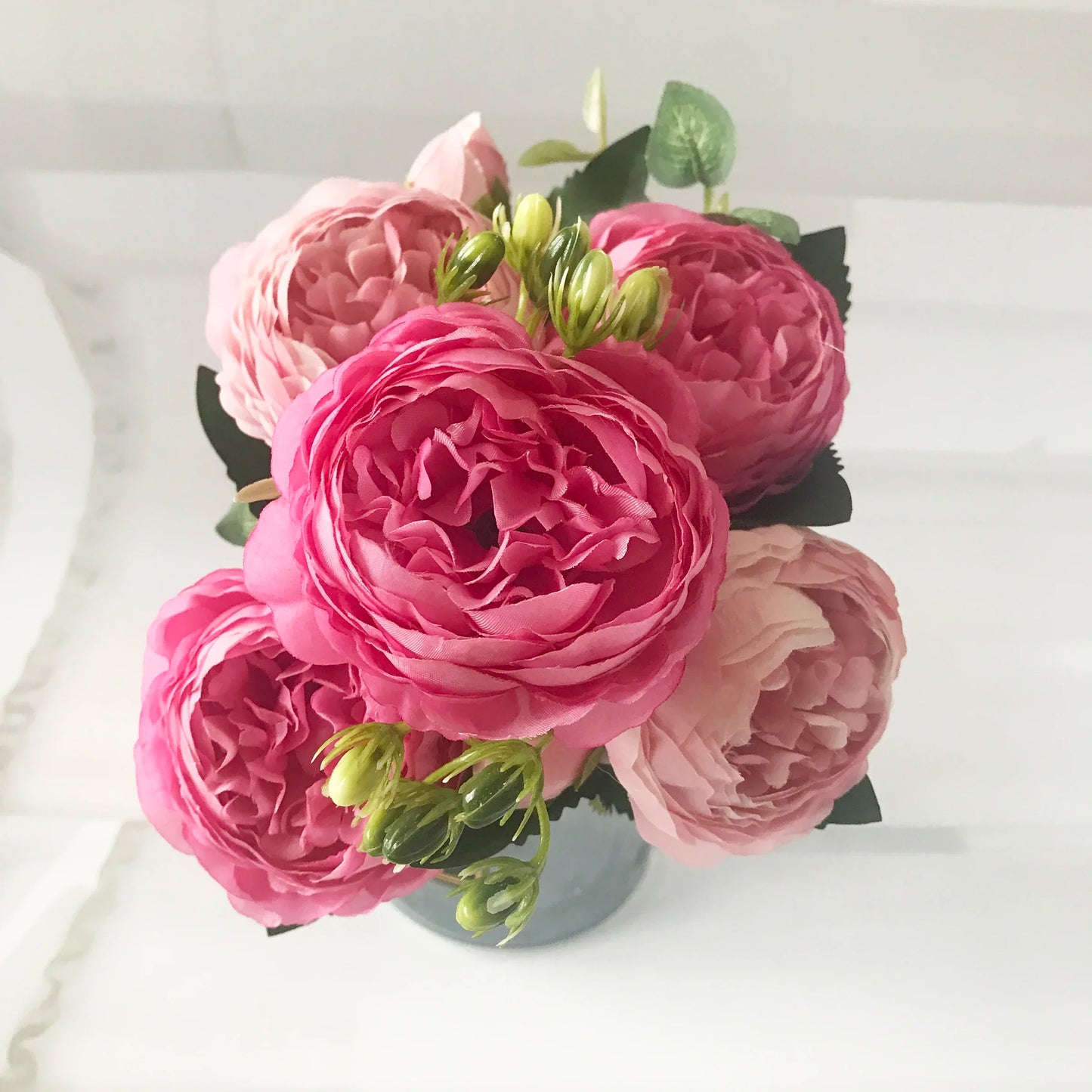 30cm Rose Pink Silk Peony Bouquet – Artificial Flowers