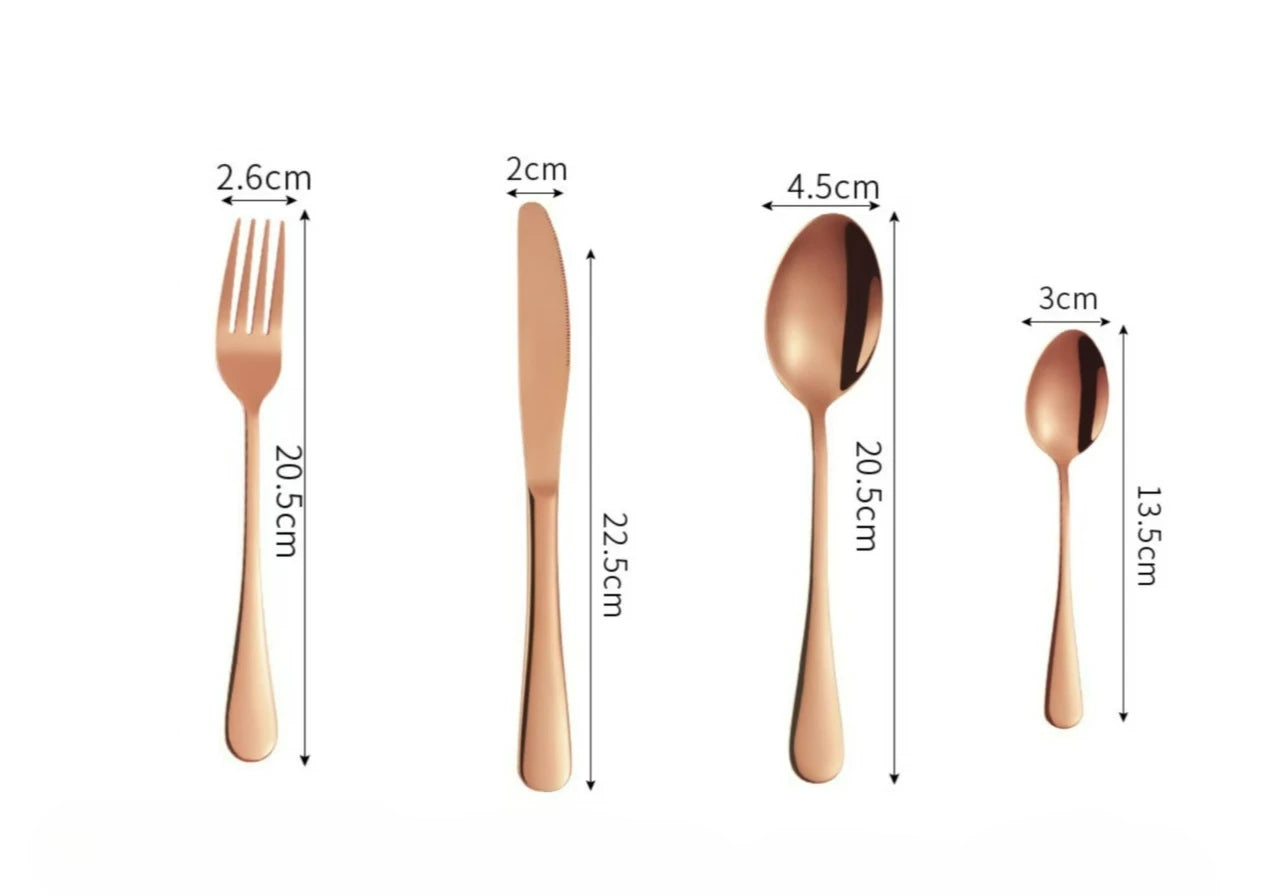 24-Piece Black & Gold Silverware Set – Elegant Stainless Steel Flatware