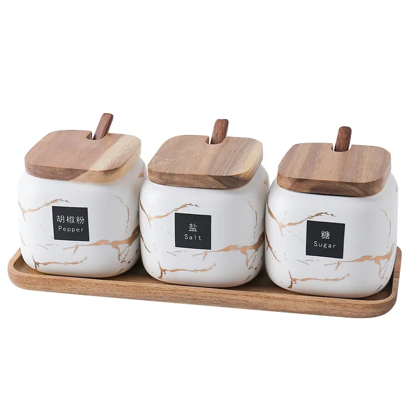 Japanese kitchen matte seasoning jar set