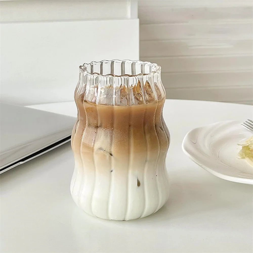 530ml Striped Glass Mug