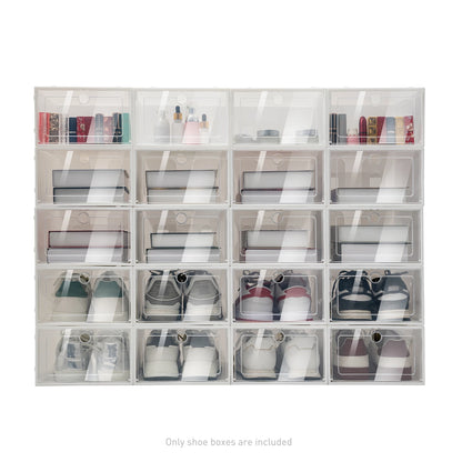 Stackable Shoe Storage Boxes - 20/24 Pack Clear Plastic Organizer