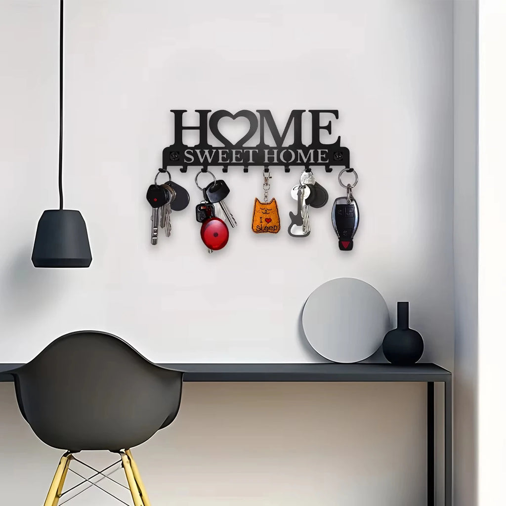 Wall-Mounted “Sweet Home” Key Holder – Creative Front Door Organizer