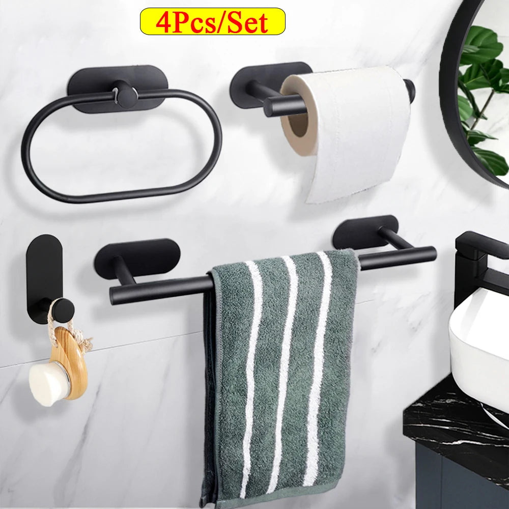 4-Piece Bathroom & Kitchen Wall Hooks – Adhesive Towel, Toilet Paper, Napkin, and Coat Holders