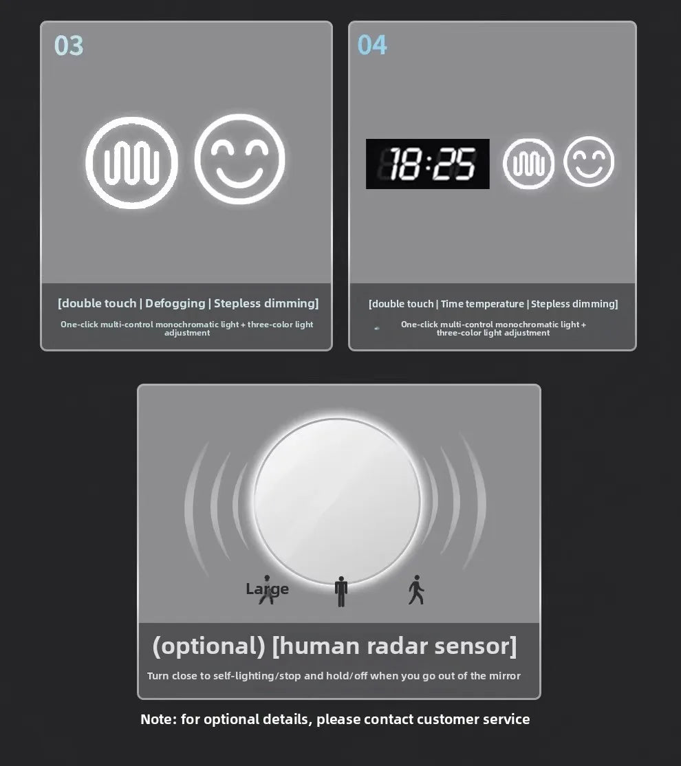 Smart LED Bathroom Mirror – Anti-Fog, Touch Control