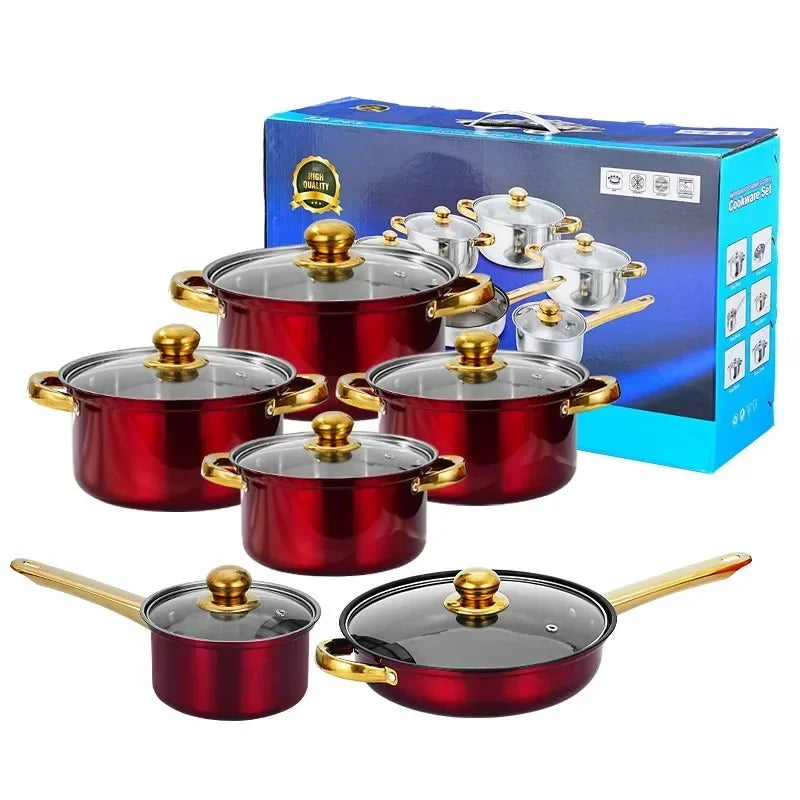 6-Piece Stainless Steel Cooking Pot Set