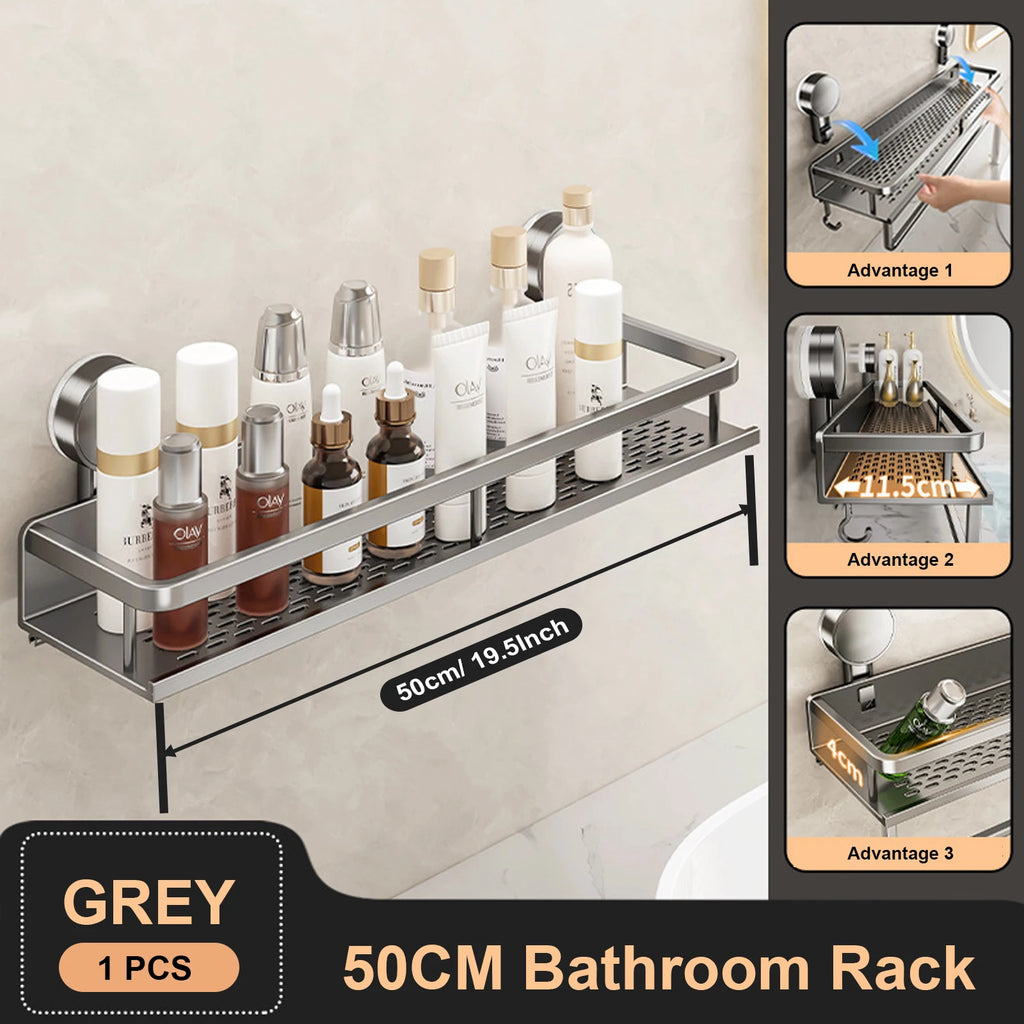 No-Drill Bathroom Suction Shelf – Space-Saving Storage