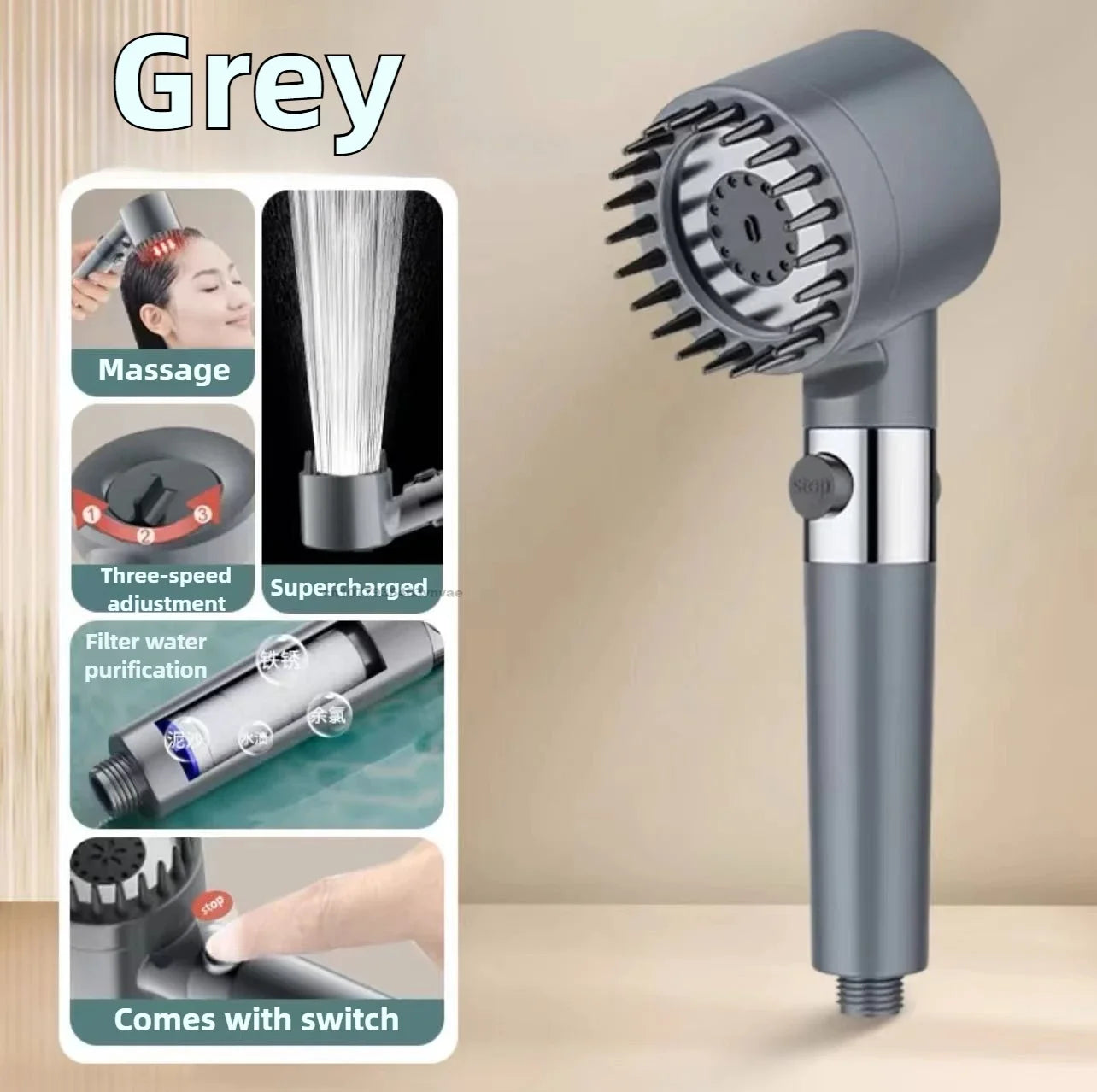 High-Pressure Filtered Shower Head – Water-Saving & Massage Spray