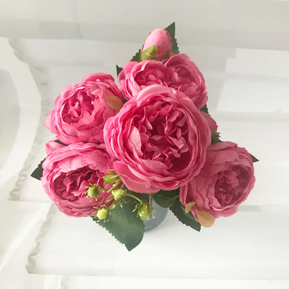 30cm Rose Pink Silk Peony Bouquet – Artificial Flowers