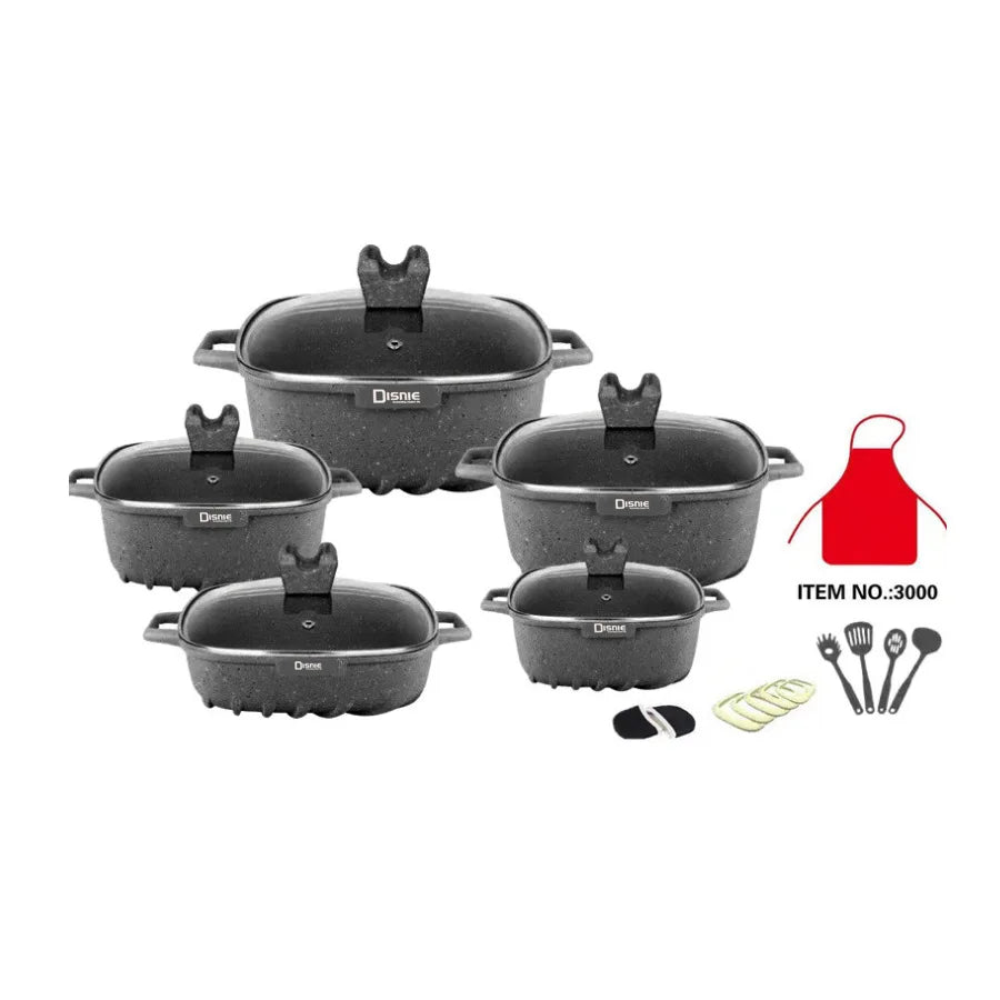 Premium Marble & Granite Non-Stick Cookware Set – Even Heating, Stylish Design
