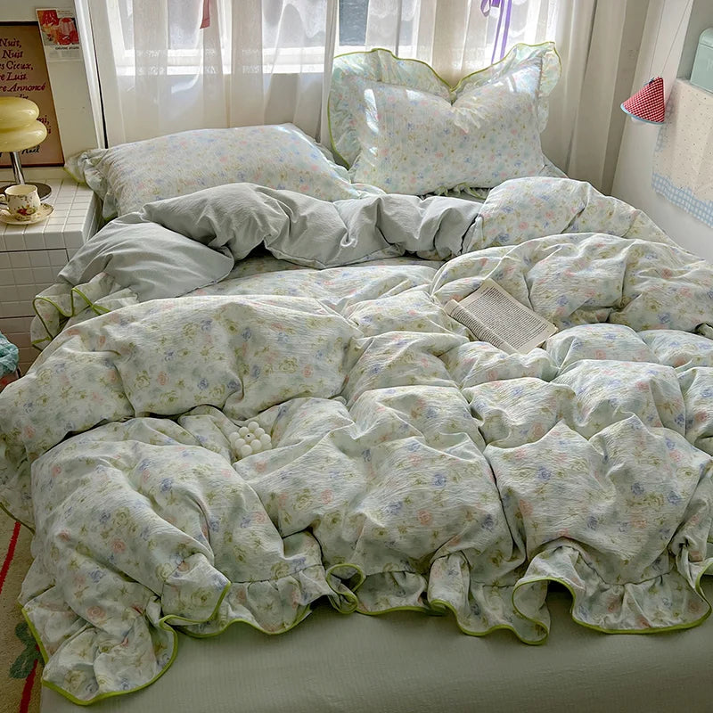 Ruffled Floral Bedding Set