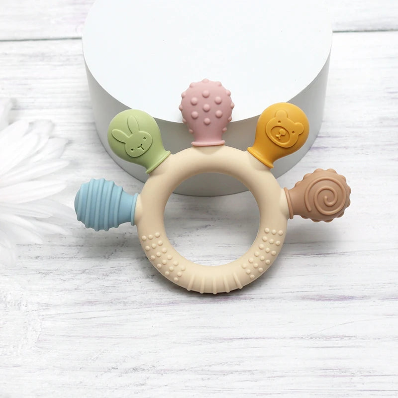 Multicolour Silicone Baby Teething Ring