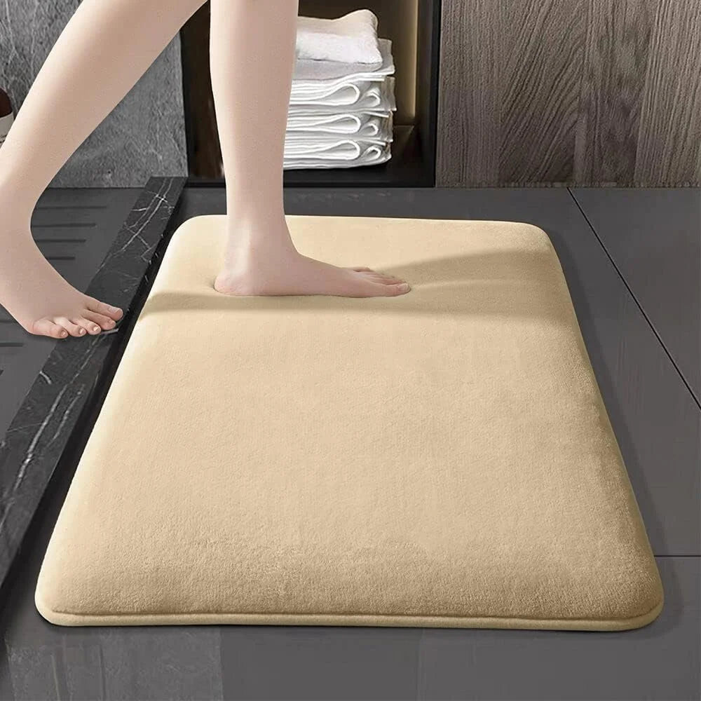 Super Absorbent Coral Velvet Bathroom Mat – Anti-Slip Floor Rug