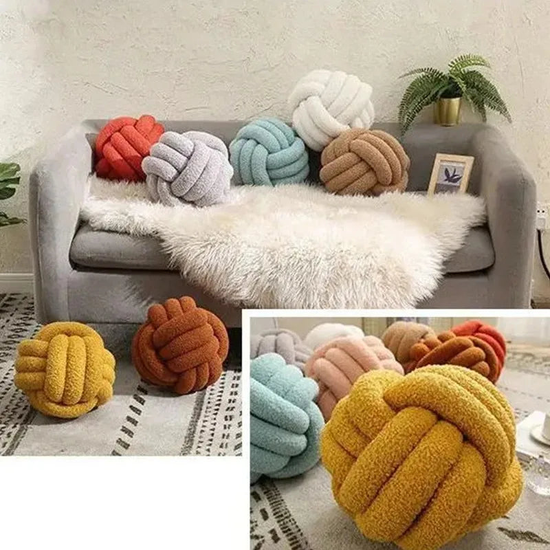 Woven Ball Pillow Knotted Cushion