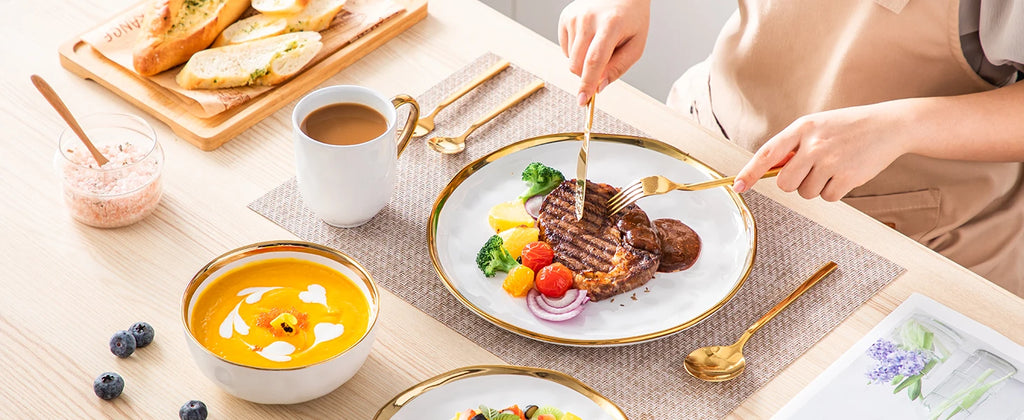 LOVECASA 16/32 Piece White Handmade Dinnerware Set