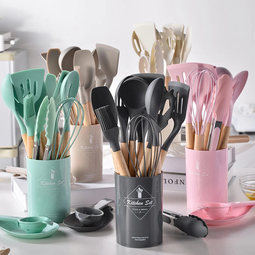 Silicone Kitchenware Non-Stick Cookware Utensils Set