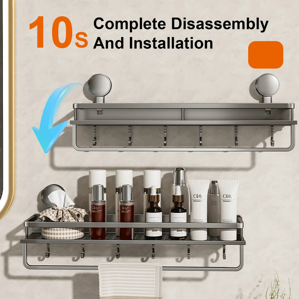No-Drill Bathroom Suction Shelf – Space-Saving Storage