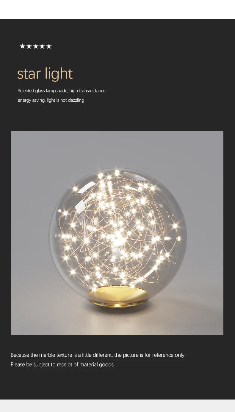 Starry Sky Glass Bubble Pendant Light – Nordic Modern LED Chandelier