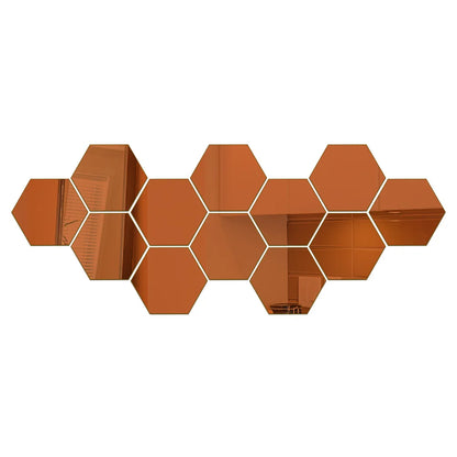 3D Hexagon Mirror Wall Stickers – Rose Gold & Silver