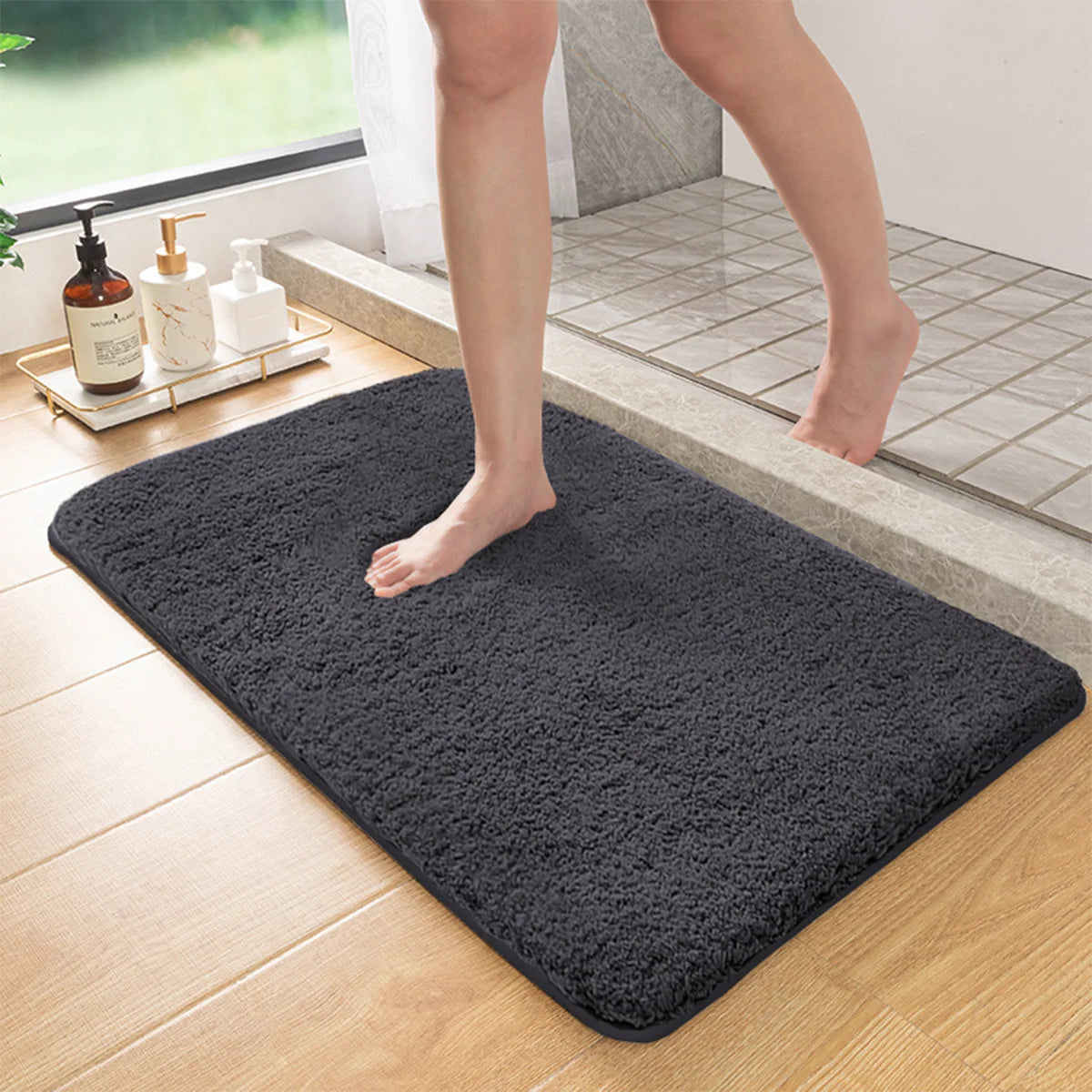 Soft Long-Pile Absorbent Bathroom Mat – Non-Slip Floor Rug