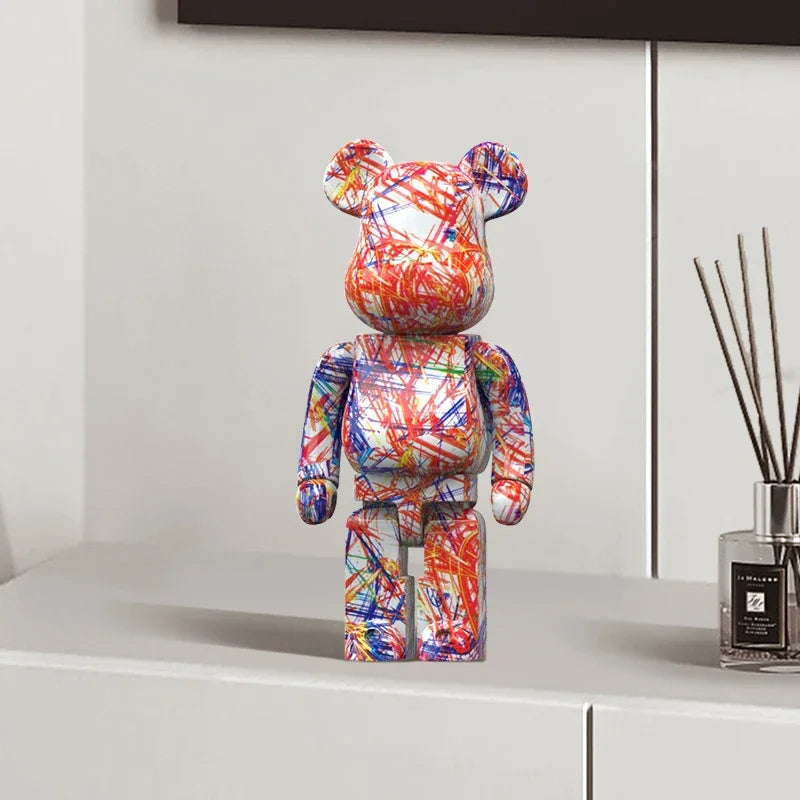 Modern graffiti bear figurine lifestyle display
