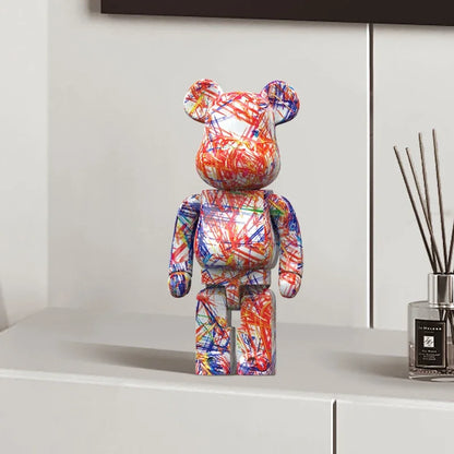 Modern graffiti bear figurine lifestyle display
