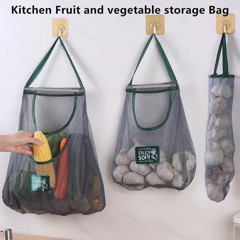 Reusable Hanging Mesh Storage Bags for Fruits & Vegetables