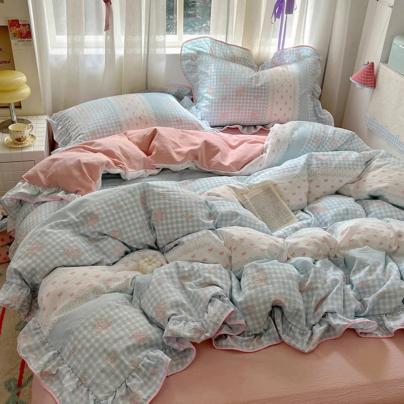 Ruffled Floral Bedding Set