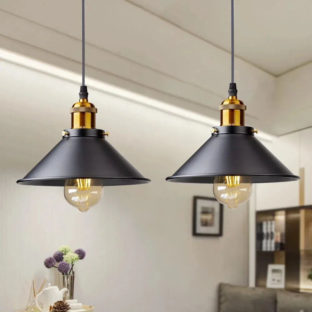 Vintage LED Iron Pendant Lamp – Retro Industrial Lighting