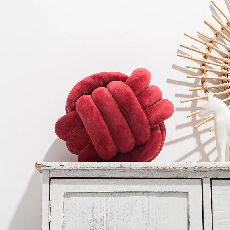 Handmade Knot Ball Pillow – Soft Velvet Cushion
