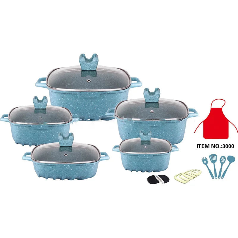 Premium Marble & Granite Non-Stick Cookware Set – Even Heating, Stylish Design