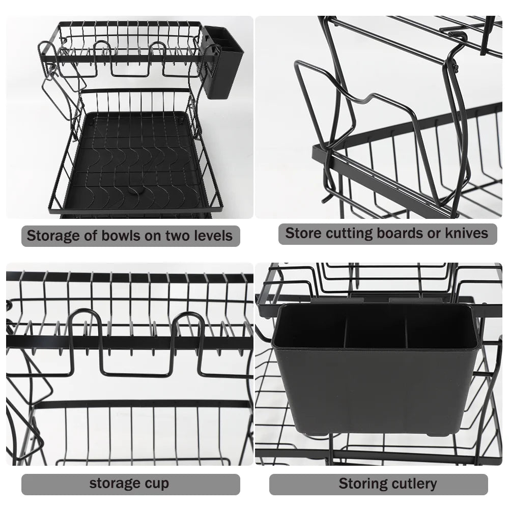 2-Tier Compact Dish Drying Rack – Space-Saving, Durable & Modern