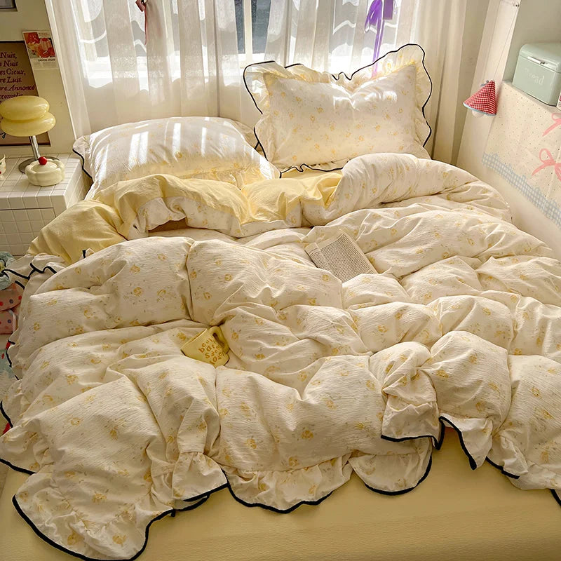 Ruffled Floral Bedding Set
